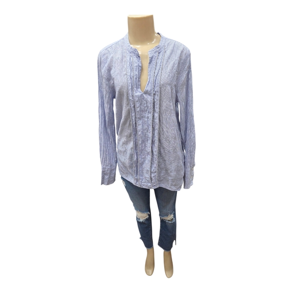 J.crew Women's Size 8 Popover Shirt Striped Blue Tunic